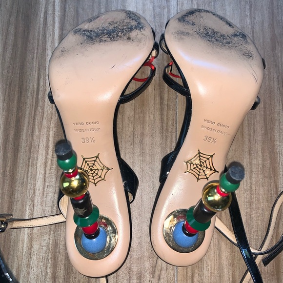 Charlotte Olympia Black Web Imperial Sandals Heels 39.5/ 9.5 Shoes - Picture 3 of 5